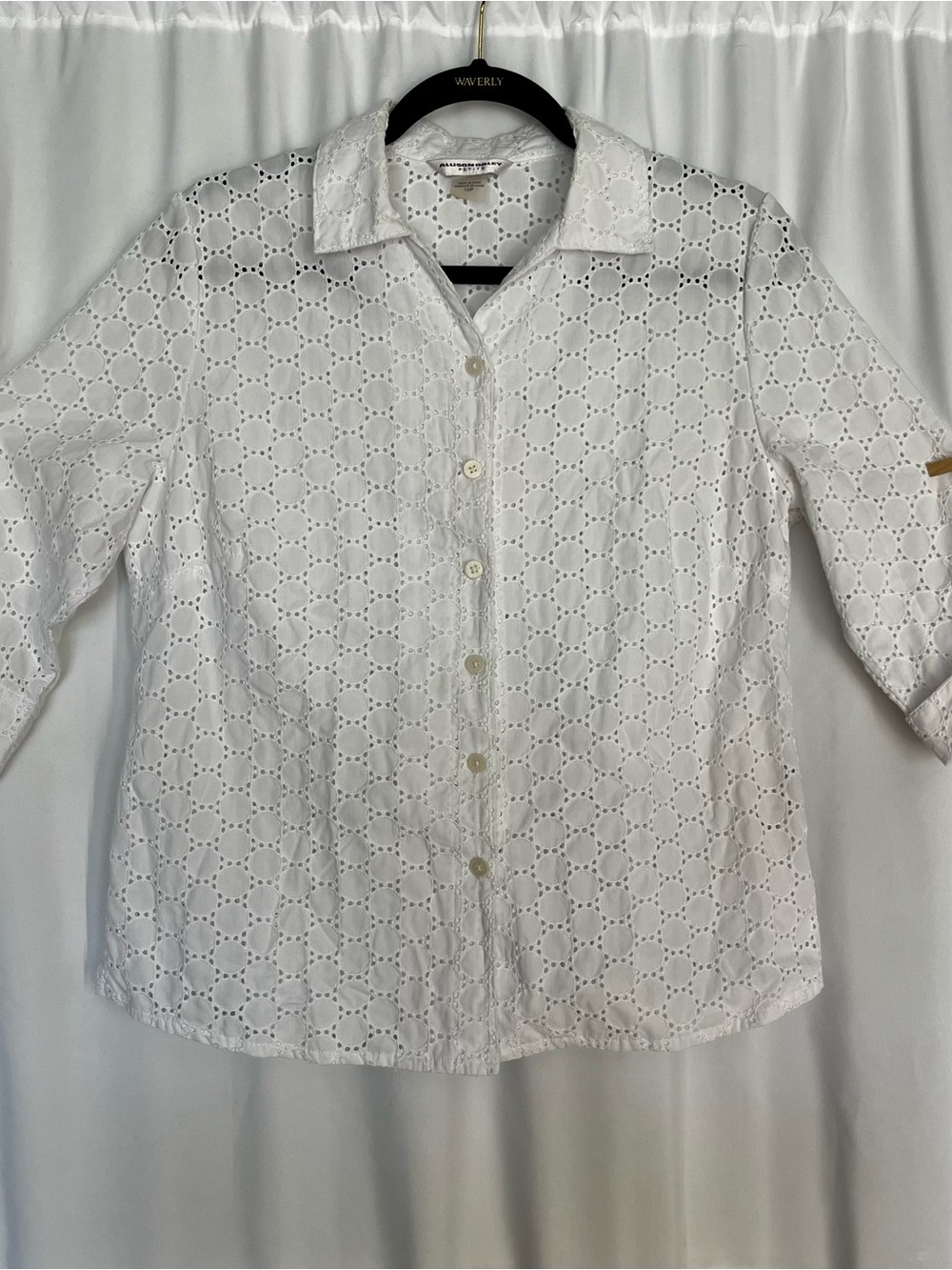 Allison Daley White Eyelet Button-Down Shirt - Picture 1 of 3